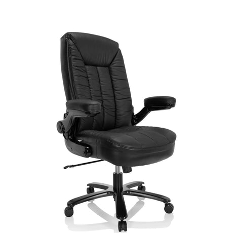 Silla giratoria XXL INSTRUCTOR III negra de cuero con tapicería acolchada de hjh OFFICE