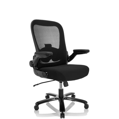 Silla giratoria XXL INSTRUCTOR SW I negra con respaldo de malla, asiento de tela y reposabrazos de hjh OFFICE