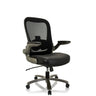 Silla giratoria XXL INSTRUCTOR T I en negro con respaldo de malla y asiento de cuero de hjh OFFICE