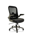 Silla giratoria XXL INSTRUCTOR T I en negro con respaldo de malla y asiento de cuero de hjh OFFICE