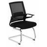 Silla de viga voladiza INVENTOR V negra con respaldo de malla, reposabrazos y estructura de patines cromada de hjh OFFICE