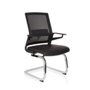 Silla de viga voladiza INVENTOR V PRO negra con respaldo de malla, reposabrazos y estructura de patín cromada de hjh OFFICE