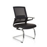 Silla de viga voladiza INVENTOR V PRO negra con respaldo de malla, reposabrazos y estructura de patín cromada de hjh OFFICE