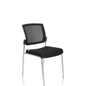 Silla de cuatro patas K9 V negra con respaldo de malla y estructura metálica brillante de hjh OFFICE