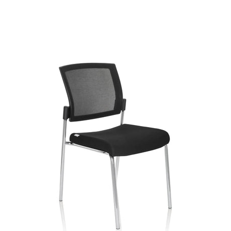 Silla de cuatro patas K9 V negra con respaldo de malla y estructura metálica brillante de hjh OFFICE