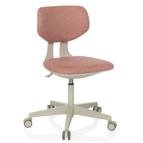Silla giratoria para niños KID CLASSIC en color rosa con estructura beige y cinco ruedas de hjh OFFICE