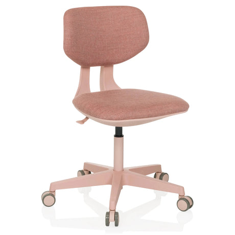 Silla giratoria para niños KID COLORE rosa con tapizado de tela y cinco ruedas de hjh OFFICE