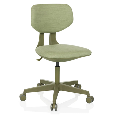 Silla giratoria para niños KID COLORE verde con tapizado de tela y cinco ruedas de hjh OFFICE