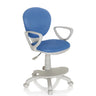 Silla giratoria para niños KID COLOUR G1 azul con reposabrazos grises y un reposapiés de hjh OFFICE