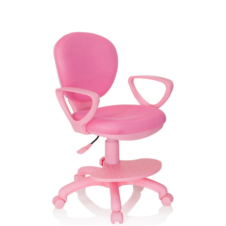 Silla giratoria para niños KID COLOUR rosa con reposabrazos y base con ruedas de hjh OFFICE