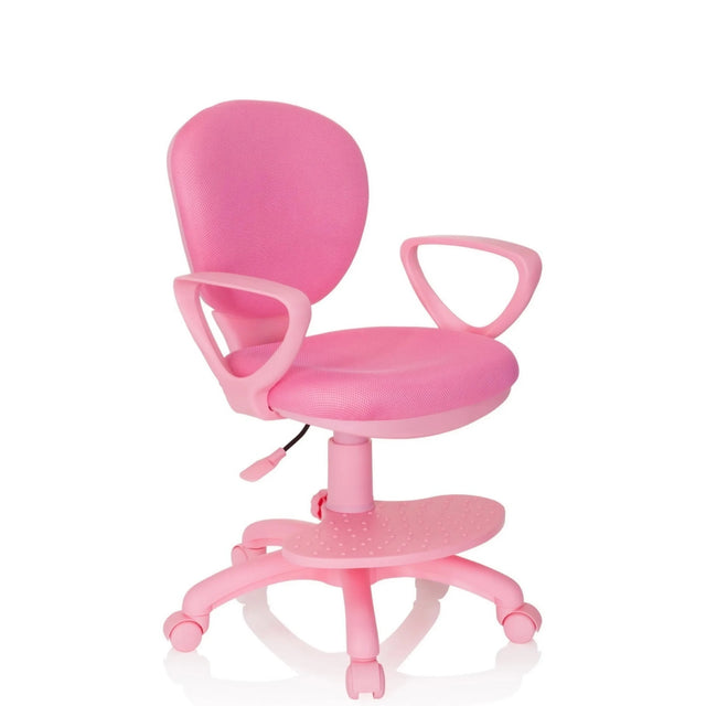 Silla giratoria para niños KID COLOUR rosa con reposabrazos y base con ruedas de hjh OFFICE