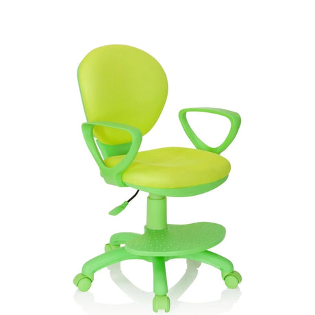 Silla giratoria para niños KID COLOUR verde con reposabrazos y base con ruedas de hjh OFFICE