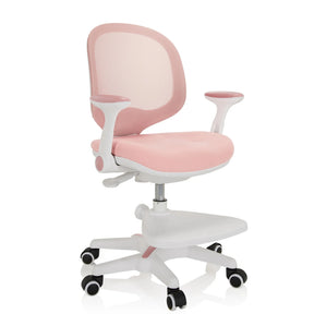 Silla para niños rosa KID ERGO con estructura blanca y ruedas de hjh OFFICE