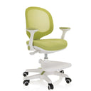 Silla para niños KID ERGO verde con estructura blanca, reposabrazos y reposapiés de hjh OFFICE