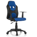 Silla giratoria para niños KID GAME AL en negro-azul con dos reposabrazos y ruedas de hjh OFFICE