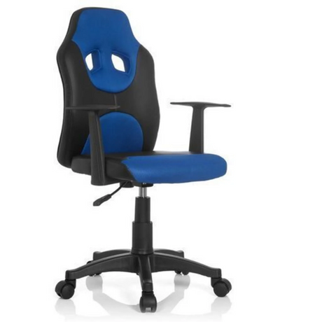 Silla giratoria para niños KID GAME AL en negro-azul con dos reposabrazos y ruedas de hjh OFFICE