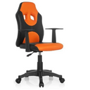 Silla giratoria para niños KID GAME AL en negro-naranja con reposabrazos y ruedas de hjh OFFICE
