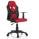 Silla giratoria para niños KID GAME AL en negro-rojo con reposabrazos y ruedas de hjh OFFICE