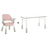 Set de silla para niños KID GRO SET con silla rosa y escritorio blanco sobre patas gris claro de hjh OFFICE