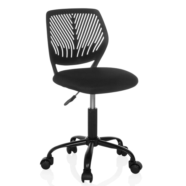 Silla giratoria para niños KID QB negra con respaldo transpirable y ruedas de hjh OFFICE
