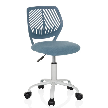 Silla giratoria para niños KID QW azul con respaldo a rayas y base blanca de hjh OFFICE