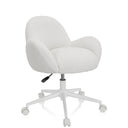 Silla giratoria para niños KID TEDDY I blanca con funda esponjosa y cinco ruedas de hjh OFFICE