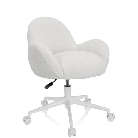Silla giratoria para niños KID TEDDY I blanca con funda esponjosa y cinco ruedas de hjh OFFICE
