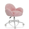 Silla giratoria para niños KID TEDDY rosa con funda esponjosa y base blanca con ruedas de hjh OFFICE