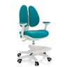 Silla para niños KID WING azul con estructura blanca, dos respaldos y un reposapiés de hjh OFFICE