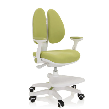 Silla para niños KID WING verde con estructura blanca y almacenamiento integrado de hjh OFFICE