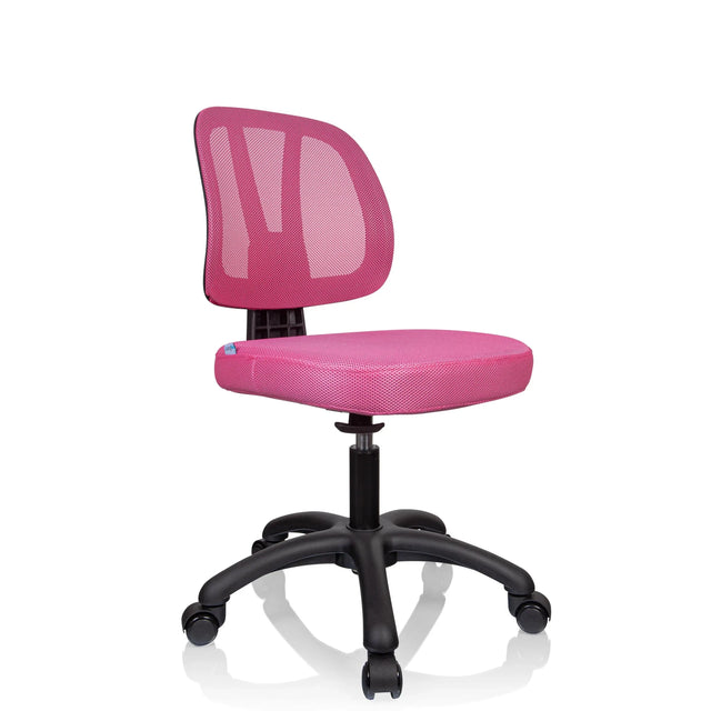 Silla giratoria para niños KID YU 200 rosa con malla y base negra con ruedas de hjh OFFICE