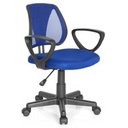 Silla giratoria para niños KIDDY CD en azul oscuro con respaldo de malla y reposabrazos negros de hjh OFFICE
