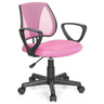 Silla giratoria para niños KIDDY CD rosa con respaldo de malla y reposabrazos negros de hjh OFFICE
