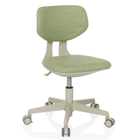 Silla giratoria para niños KIDDY CLASSIC con tapizado de tela verde y estructura beige con ruedas de hjh OFFICE