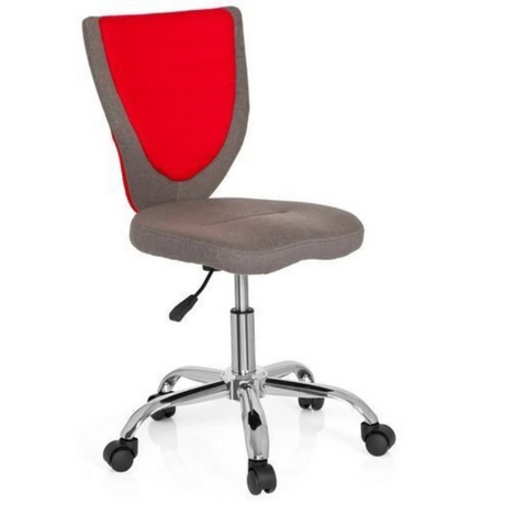 Silla giratoria para niños KIDDY COMFORT en gris y rojo con base de metal brillante y ruedas de hjh OFFICE