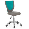 Silla giratoria para niños KIDDY COMFORT gris con acento turquesa en el respaldo y base brillante de hjh OFFICE