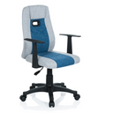 Silla giratoria para niños KIDDY EXTRA en gris y azul con reposabrazos y ruedas negras de hjh OFFICE