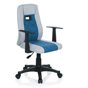 Silla giratoria para niños KIDDY EXTRA en gris y azul con reposabrazos y ruedas negras de hjh OFFICE