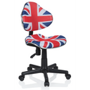 Silla giratoria para niños KIDDY GTI-2 con estampado de Union Jack en azul, rojo y blanco de hjh OFFICE