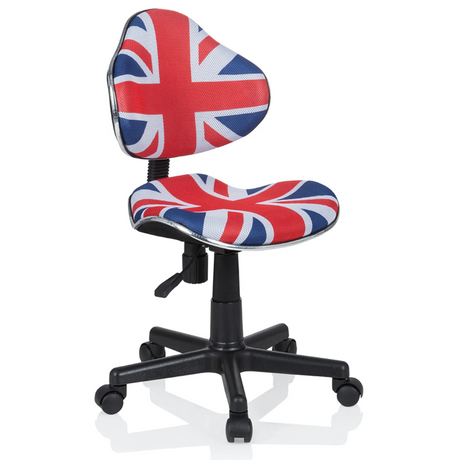 Silla giratoria para niños KIDDY GTI-2 con estampado de Union Jack en azul, rojo y blanco de hjh OFFICE