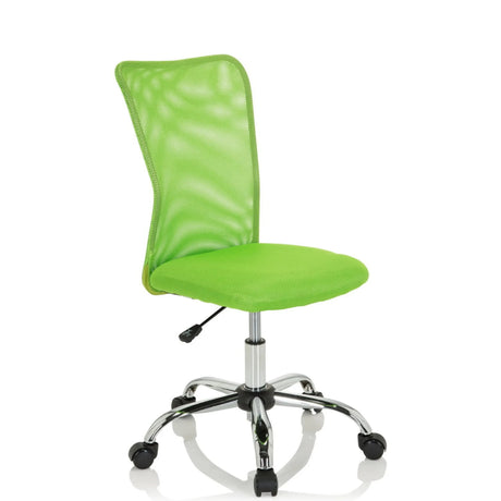 Silla giratoria para niños KIDDY NET I con funda de malla verde y base de estrella cromada de hjh OFFICE