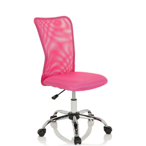 Silla giratoria para niños KIDDY NET I rosa con respaldo de malla y base brillante de hjh OFFICE