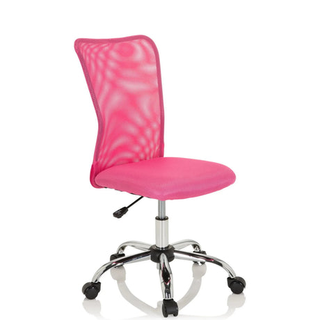 Silla giratoria para niños KIDDY NET I rosa con respaldo de malla y base brillante de hjh OFFICE