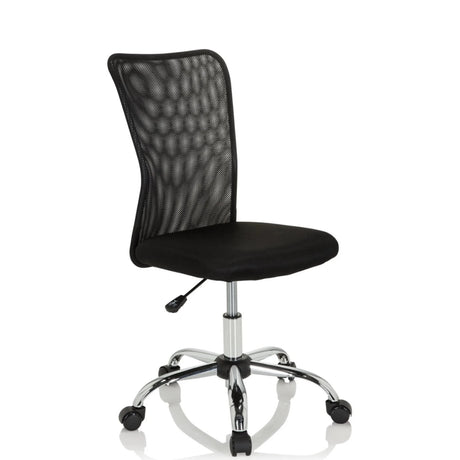 Silla giratoria para niños KIDDY NET I negra con respaldo de malla y base brillante de hjh OFFICE