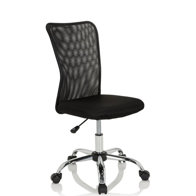 Silla giratoria para niños KIDDY NET I negra con respaldo de malla y base brillante de hjh OFFICE