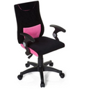 Silla giratoria para niños KIDDY PRO AL en negro-rosa con reposabrazos y ruedas de hjh OFFICE