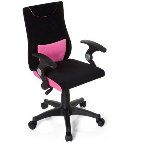 Silla giratoria para niños KIDDY PRO AL en negro-rosa con reposabrazos y ruedas de hjh OFFICE