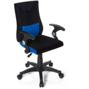 Silla giratoria para niños KIDDY PRO AL en negro y azul con reposabrazos y ruedas de hjh OFFICE