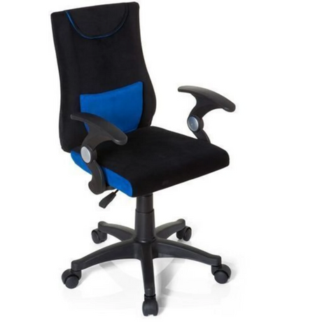Silla giratoria para niños KIDDY PRO AL en negro y azul con reposabrazos y ruedas de hjh OFFICE