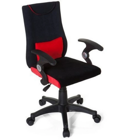 Silla giratoria para niños KIDDY PRO AL en negro y rojo con reposabrazos y base con ruedas de hjh OFFICE